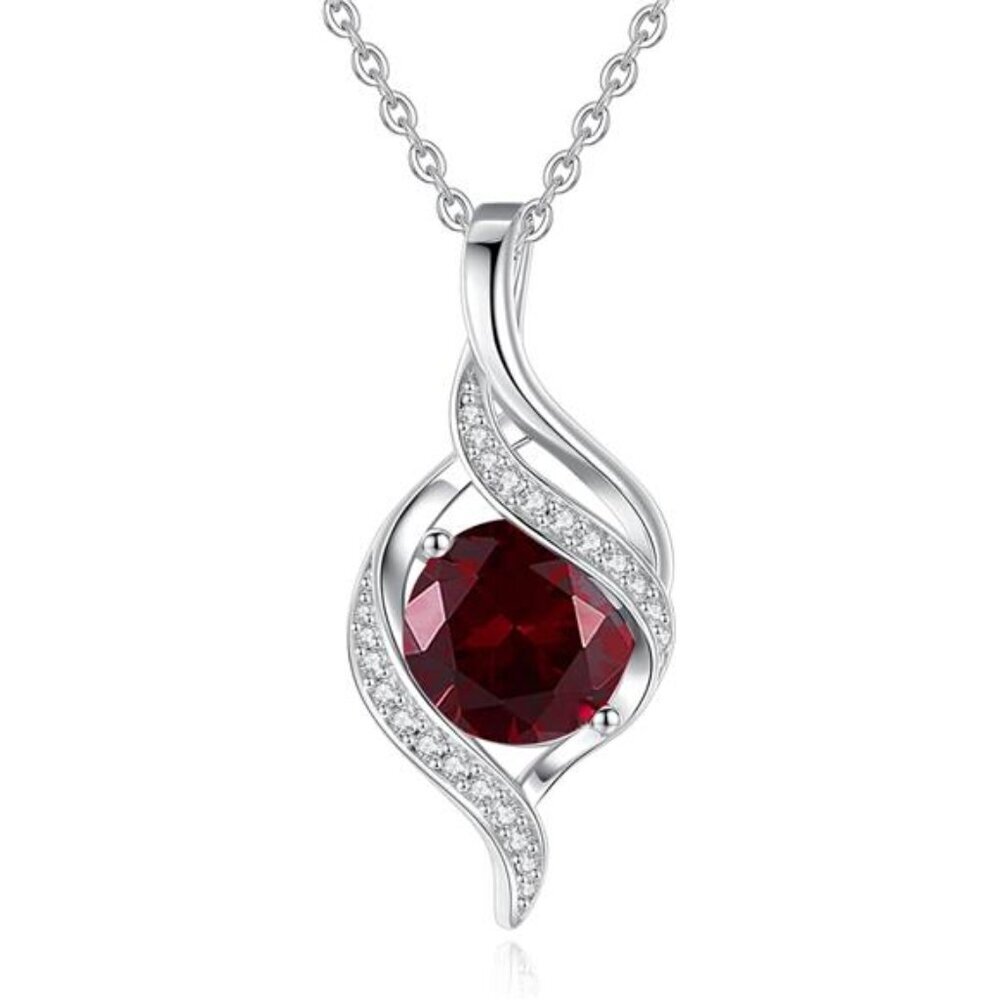 Round Birthstone Necklace for Women S925 Silver - Picture 1 of 7